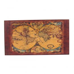 Backgammon Game Set - Wooden Handmade - "World Atlas" - Small