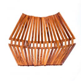 Olive Wood Fruit or Vegetable Basket Handmade, Wooden Folding Display Stand 11' (29cm) 4