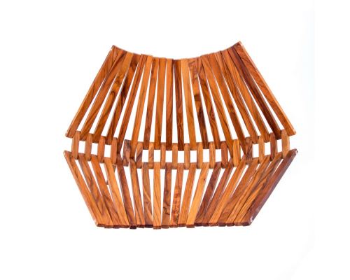 Olive Wood Fruit or Vegetable Basket Handmade, Wooden Folding Display Stand 11' (29cm) 4