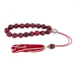 Worry Beads & Key Holder Ring Set of Bordeaux Nutmeg Seed Beads