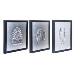 Antefix, Laurel wreath, Athenian Owl Coin Designs - Silver Patinated Set - Wall or Table Ornaments
