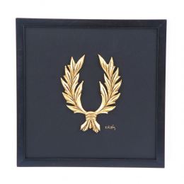 Antefix, Laurel wreath, Athenian Owl Coin, Designs - Gold Patinated on Black Leather, Set - Wall or Table Ornaments