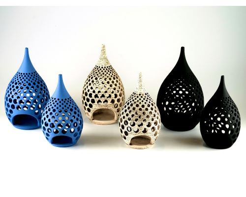 Modern Ceramic Tealight Candle Lantern, Design B - 3 Colors