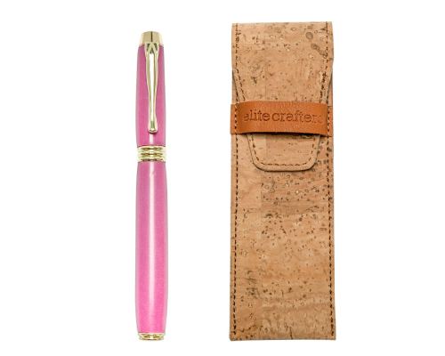 Fountain Pen, Handmade of Pink Color Epoxy Resin, "Lexis" Design