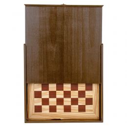 Olive Wood Chess Set in Brown Wooden Box, Metallic Chess Pieces 10