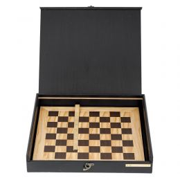 Σκάκι Ελιάς σε Μαύρο Ξύλινο Κουτί με Μεταλλικά Πιόνια 4