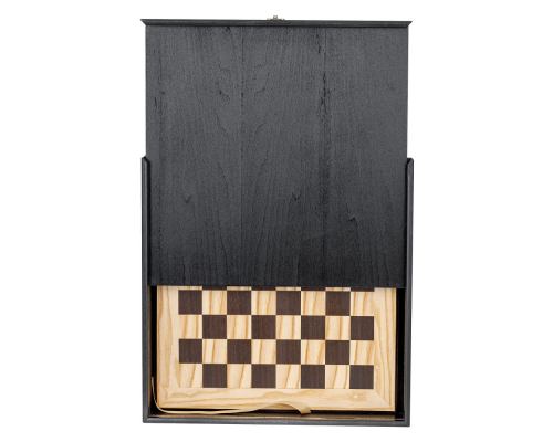Σκάκι Ελιάς σε Μαύρο Ξύλινο Κουτί με Μεταλλικά Πιόνια 10