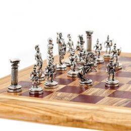 Olive Wood & Purple Heart, Handmade Premium Quality Chess Set, Metallic Chess Pieces 8