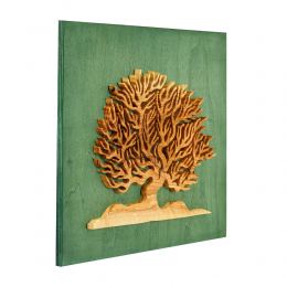 Tree of Life, Handmade of Olive Wood, Modern Wall Art Decor, Green Wooden Background 2
