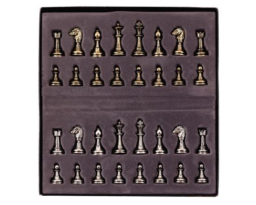 Olive Wood Chess Set in Black Wooden Box, Metallic Chess Pieces Classic Style, 41x41cm 9