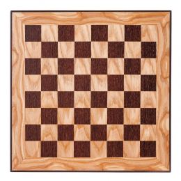 Olive Wood Chess Set, with Black Squares & Metallic Chess Pieces Classic Style. 38x38 cm 6