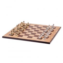 Olive Wood Chess Set, with Black Squares & Metallic Chess Pieces Classic Style. 38x38 cm 4