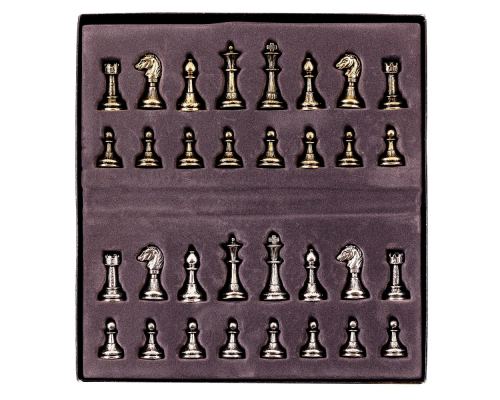 Olive Wood Chess Set, with Black Squares & Metallic Chess Pieces Classic Style. 38x38 cm 5