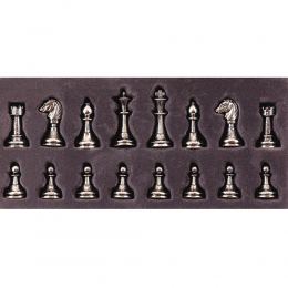 Olive Wood Chess Set, with Brown Squares & Metallic Chess Pieces Classic Style. 38x38 cm 10