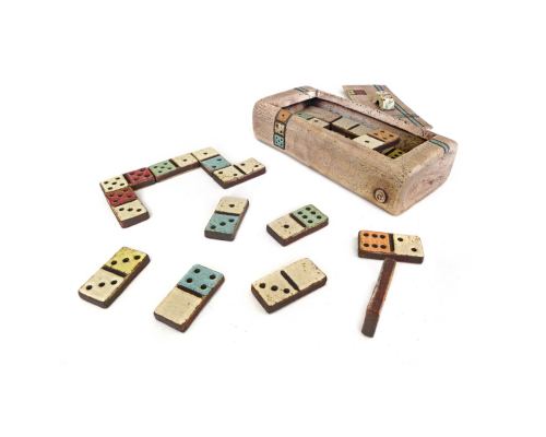Dominoes Decorative Board Game - Handmade Ceramic - Double 6 - Replica Set. 23.5cm (9.2")