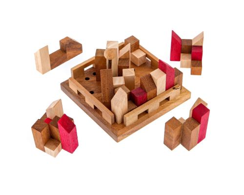 "The City" Brain Teaser Game - Handmade Wooden Mind Puzzle