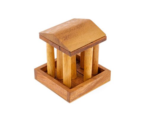 "The Parthenon Temple" Brain Teaser Game - Handmade Wooden Mind Puzzle