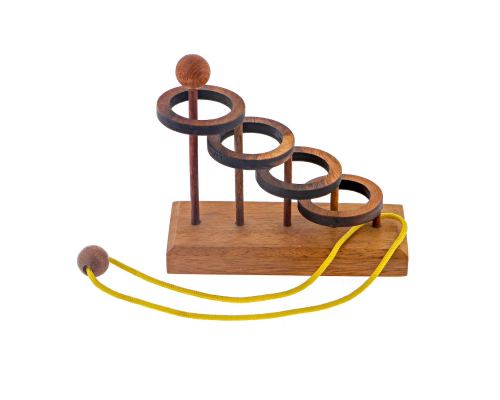 "Through the Hoop" Brain Teaser Game - Handmade Wooden Mind Puzzle