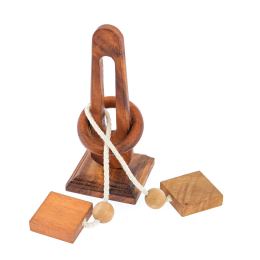 "Unlock the Ring" Brain Teaser Game - Handmade Wooden Mind Puzzle