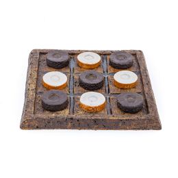 Tic Tac Toe Decorative Board Game - Handmade Ceramic - Brown & White