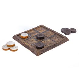 Tic Tac Toe Decorative Board Game - Handmade Ceramic - Brown & White