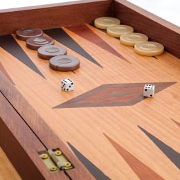 Backgammon Game Set - Wooden Handmade - "Da Vinci Vitruvian Man" Inlaid - Medium
