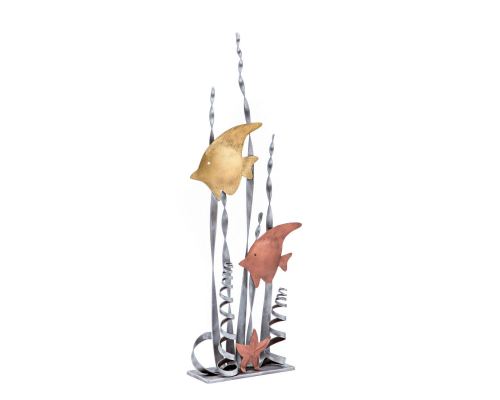 Tropical Fish Figurines - Modern Handmade Metal Table top Sculpture - Small