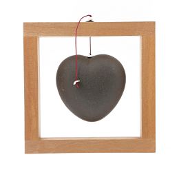 Modern Love Heart - Handmade Ceramic & Wood Framed Art Decor - Black - Large 8x8'' (20x20cm)