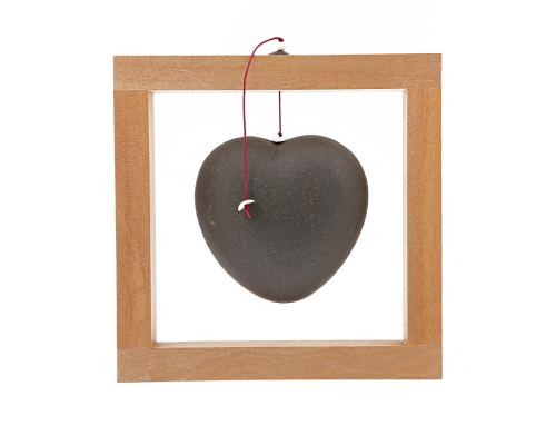 Modern Love Heart - Handmade Ceramic & Wood Framed Art Decor - Black - Large 8x8'' (20x20cm)