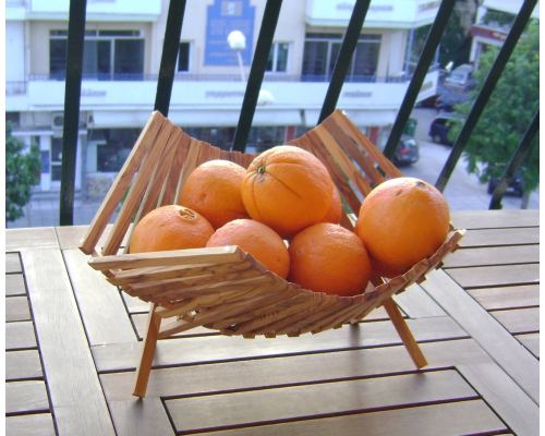 Olive Wood Fruit Basket - Handmade Folding Basket, 11" (29cm)